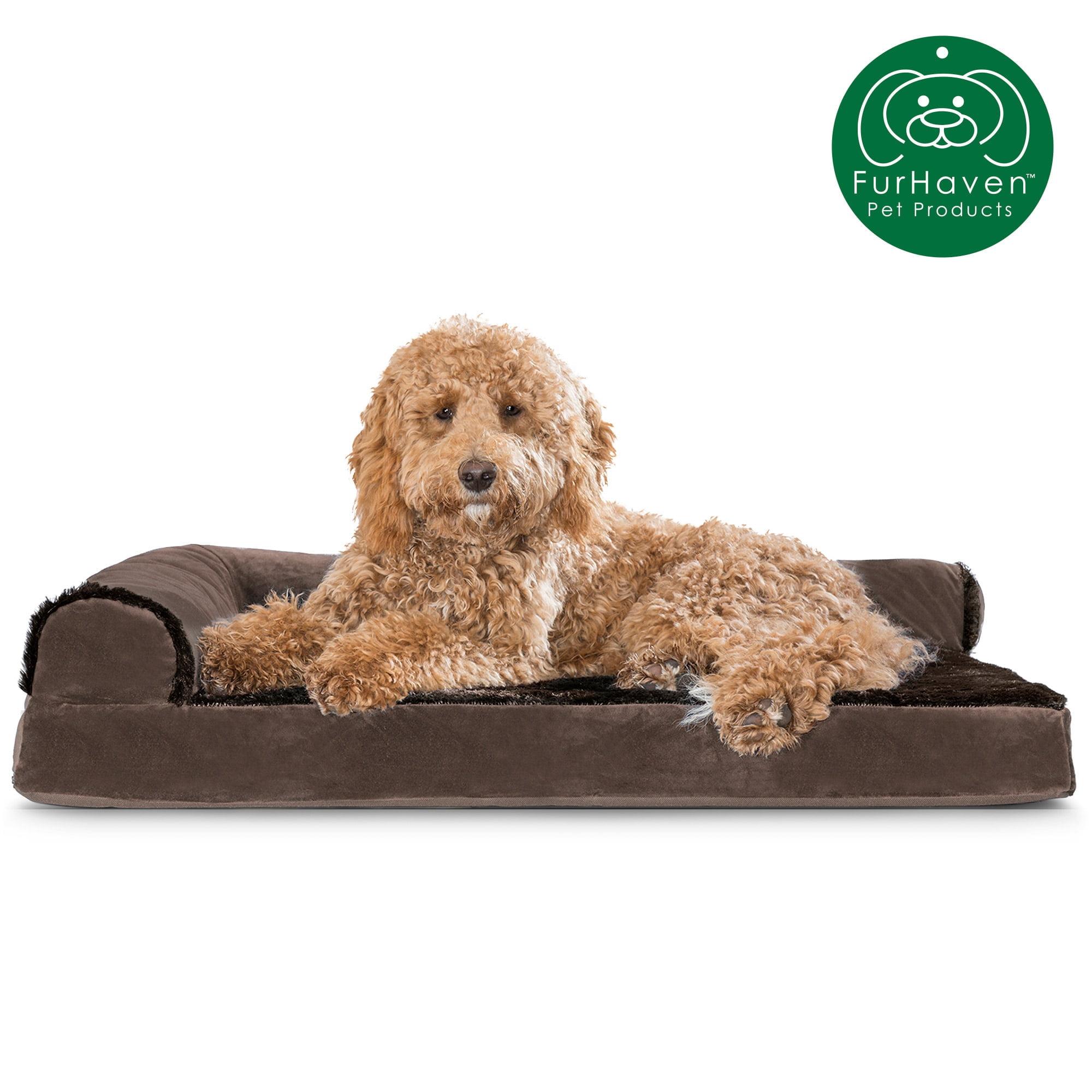 FurHaven Plush & Velvet Deluxe L-Chaise Orthopedic Pet Bed
