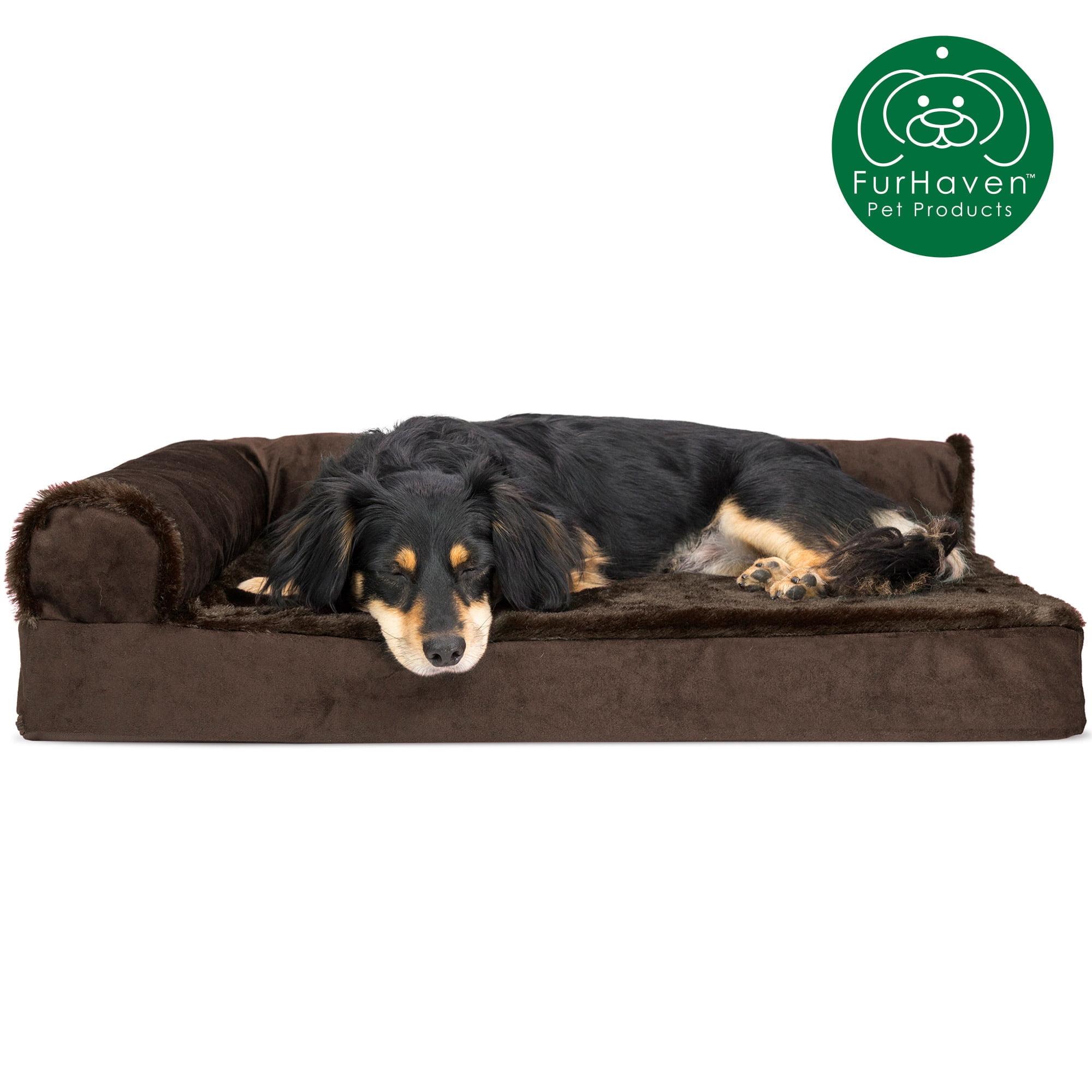 FurHaven Plush & Velvet Deluxe L-Chaise Orthopedic Pet Bed