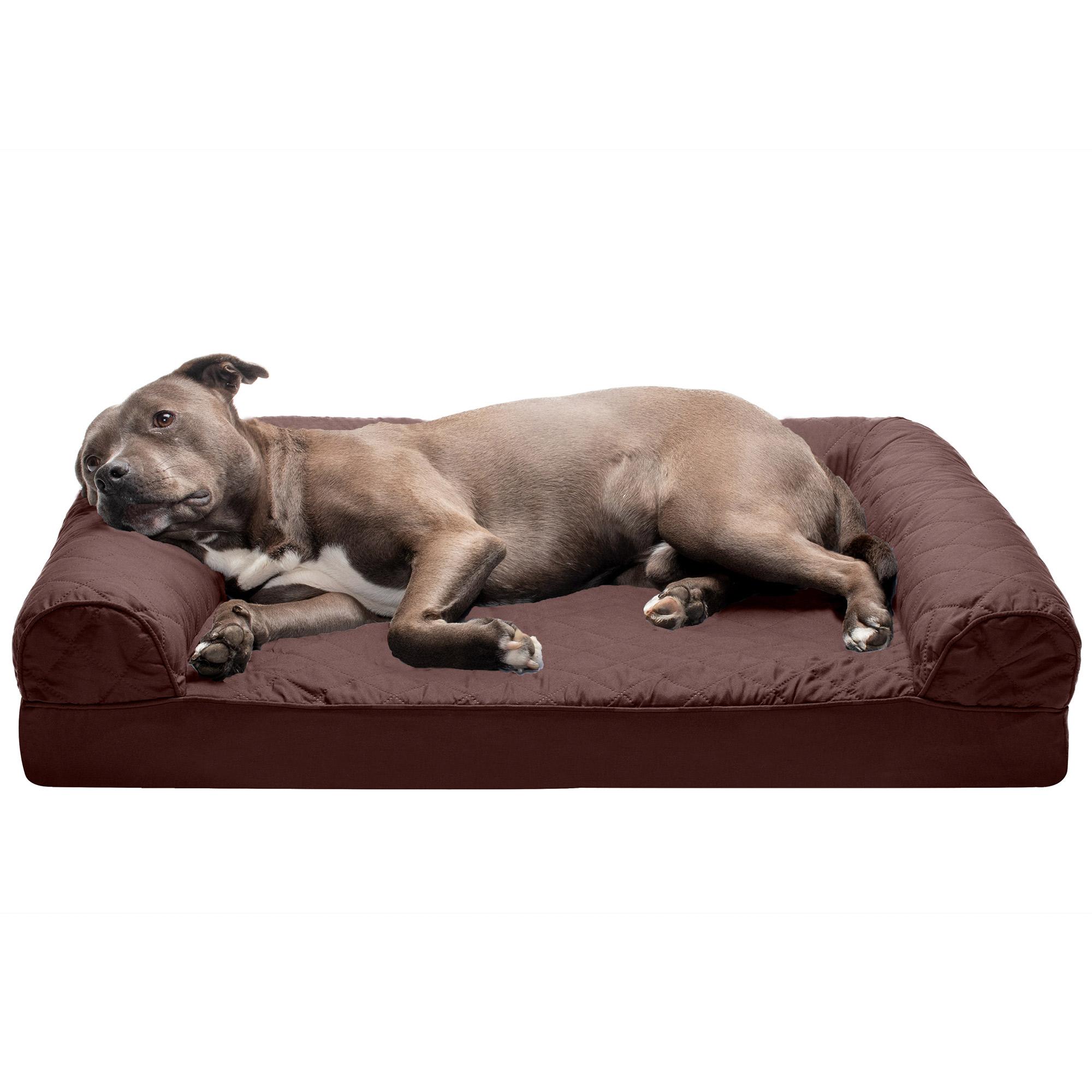 FurHaven Quilted Orthopedic Bolster Sofa Pet Bed