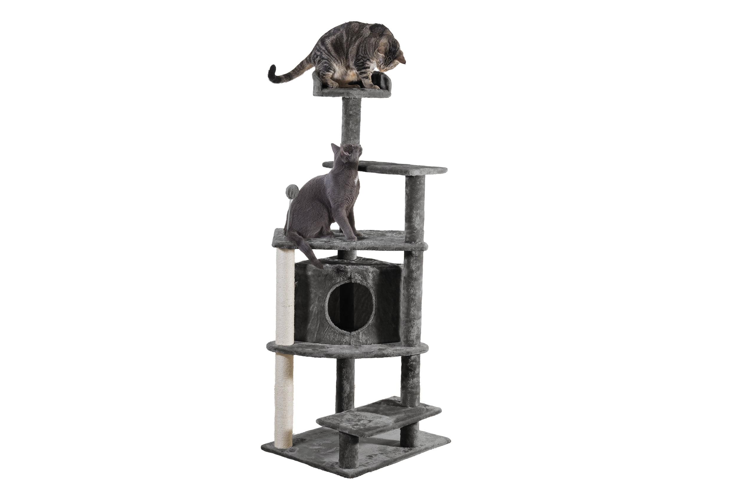 FurHaven Tiger Tough Platform House Playground - Gray, 60"