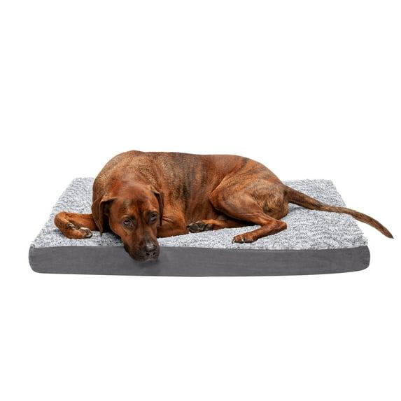 FurHaven Two-Tone Faux Fur and Suede Deluxe Orthopedic Dog Bed