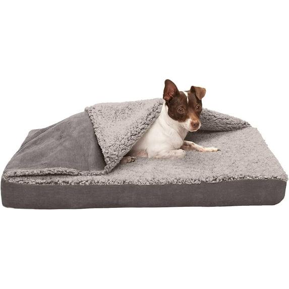 FurHaven Berber and Suede Blanket Top Mattress Memory Foam Dog Bed