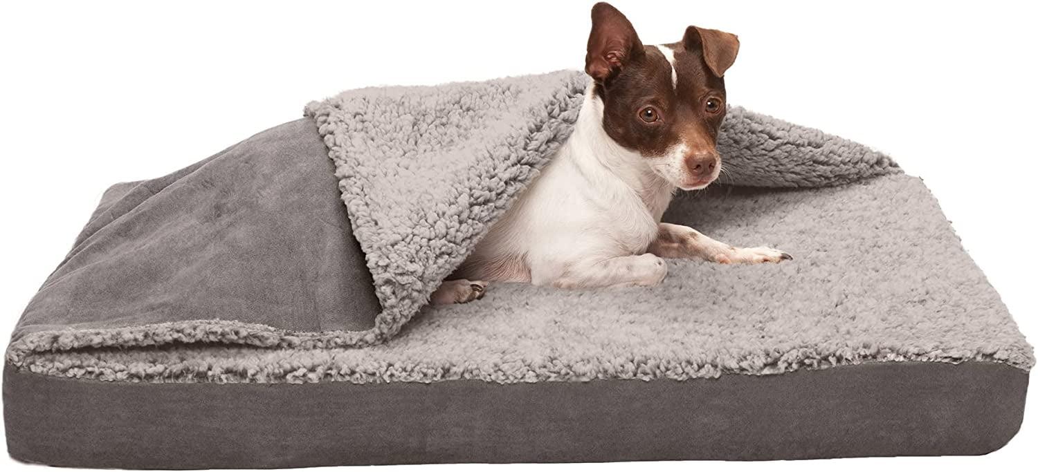 FurHaven Berber and Suede Blanket Top Mattress Memory Foam Dog Bed
