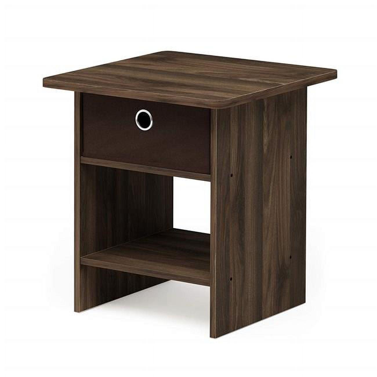 Columbia Walnut Square Wood End Table with Storage