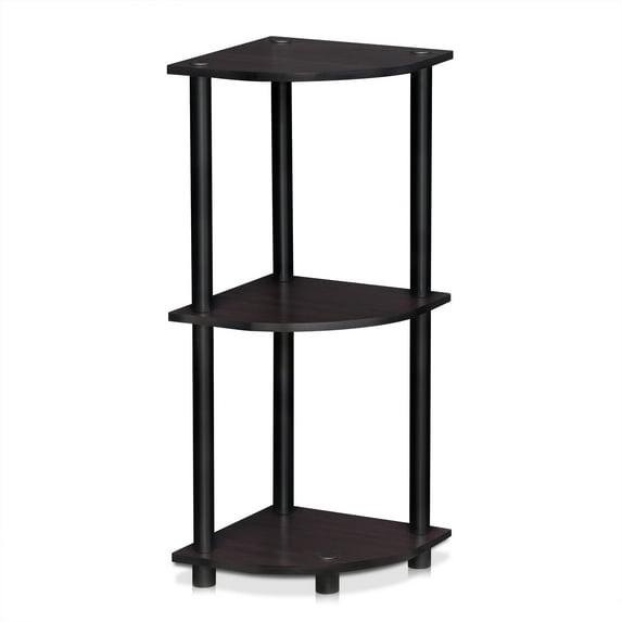 Furinno 3-Tier Corner Display Rack Multipurpose Shelving Unit Industrial Ladder Bookcase,Dark Walnut