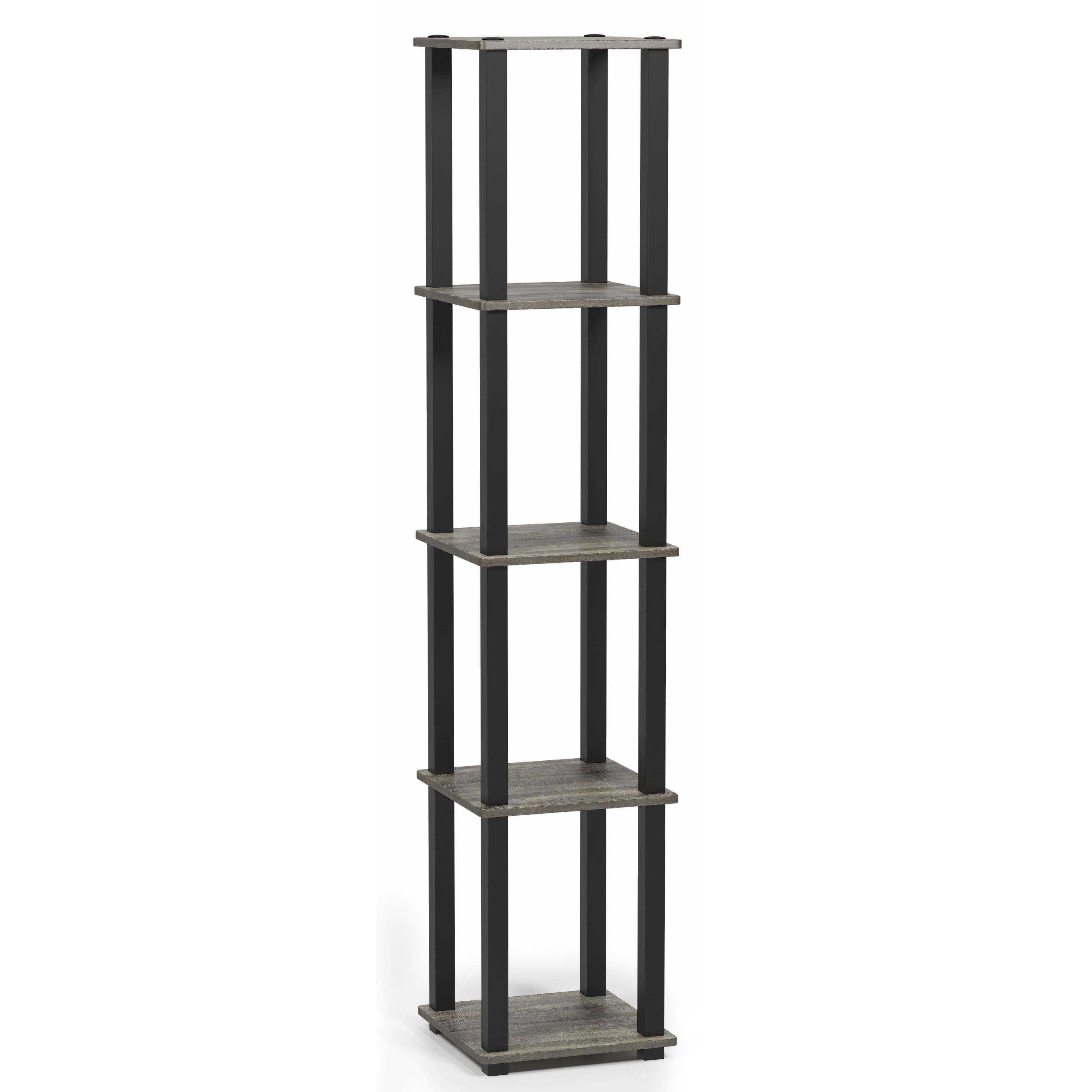 Black and Gray Adjustable 5-Tier Corner Wood Shelf