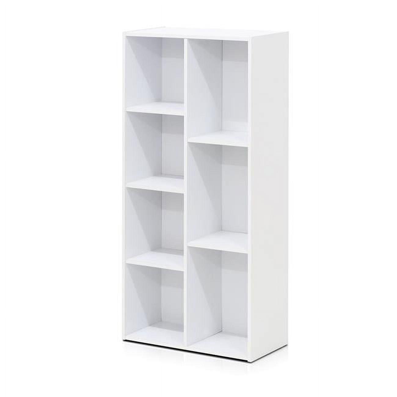 Contemporary White Wood 7-Cube Floor Mount Storage Shelf for Kids