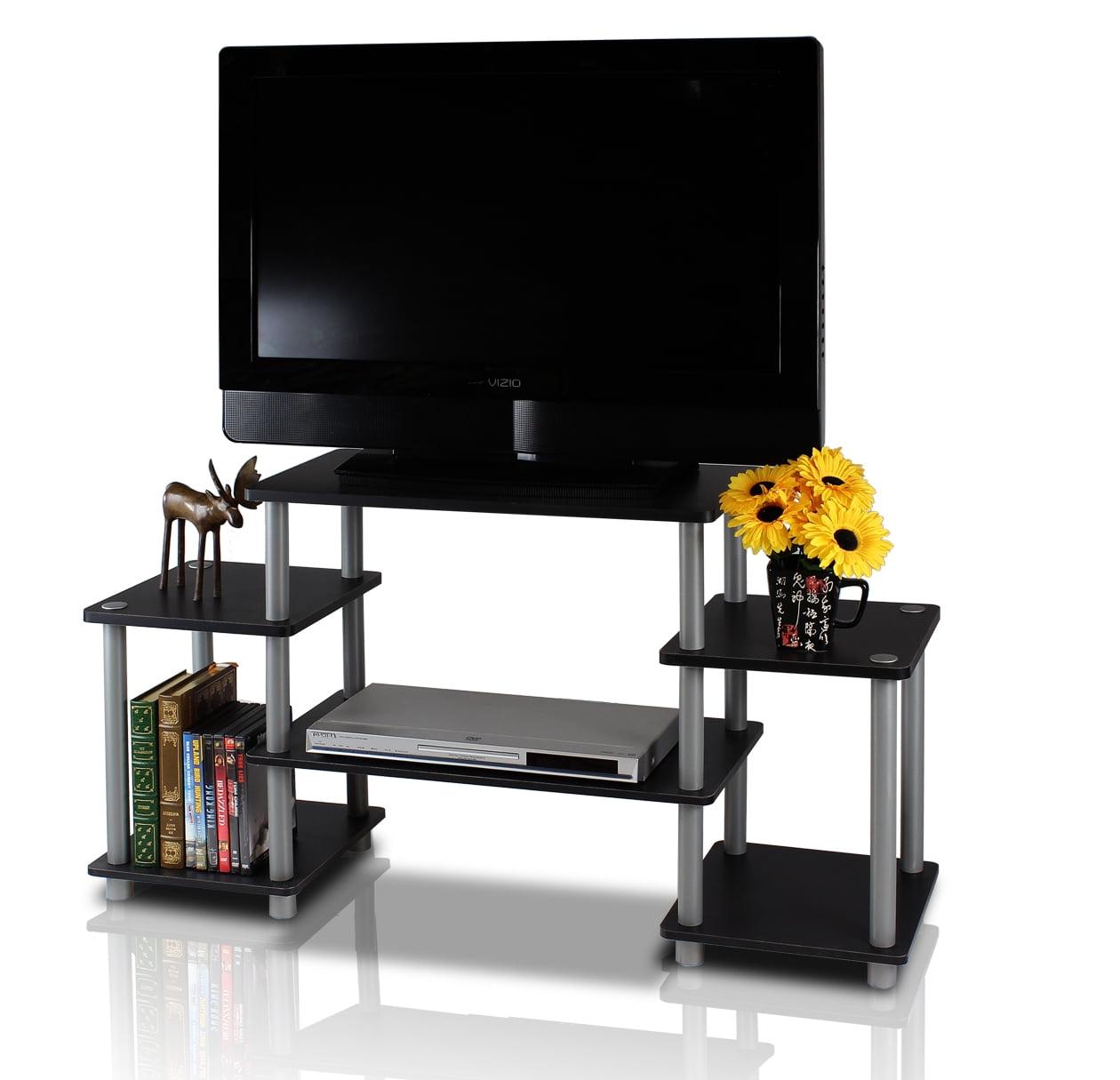 Sleek 41.5" Black & Gray PVC Composite Media Stand