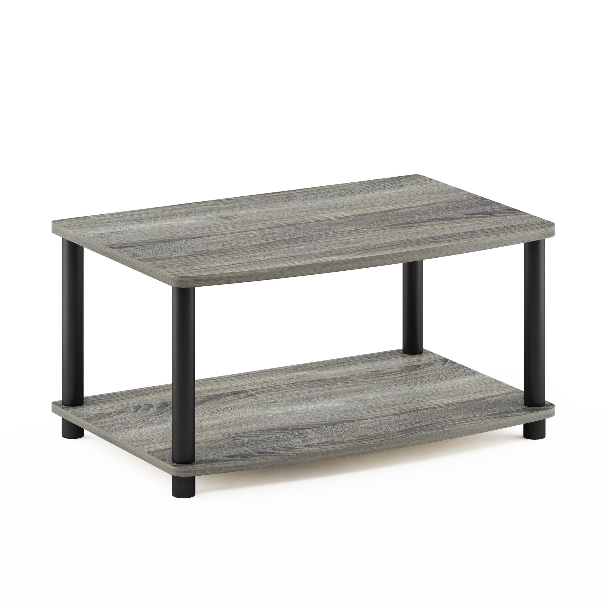 Gray Wood and Black 2-Tier Modern TV Stand