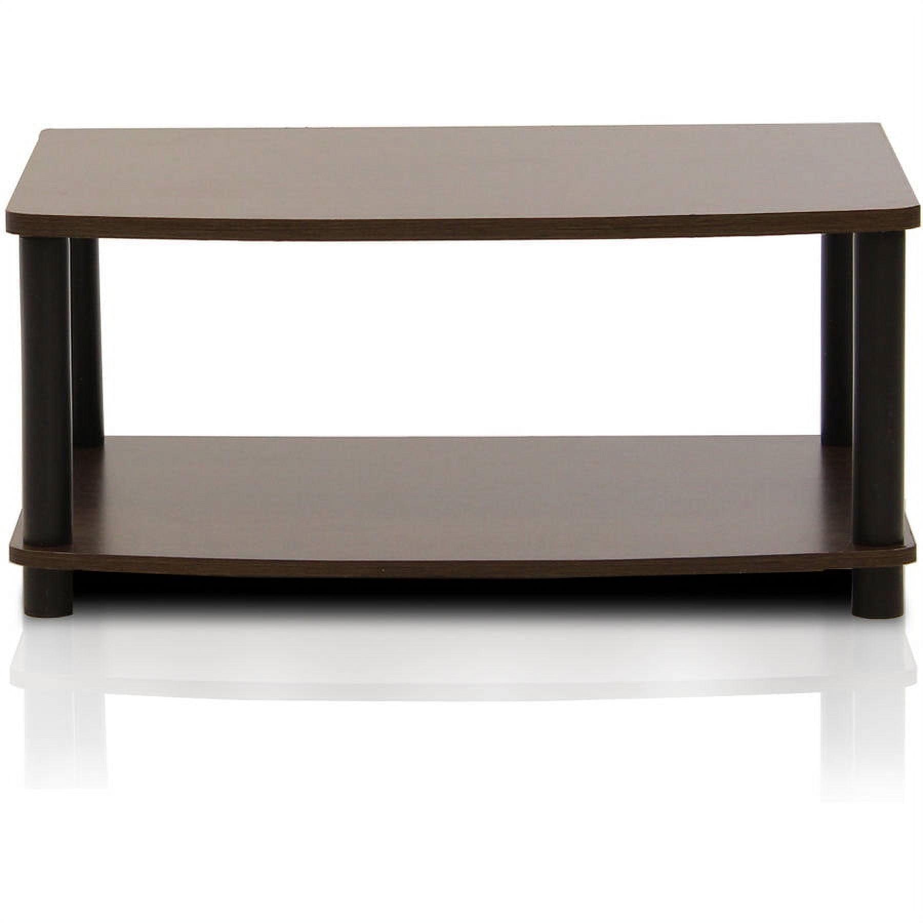 Sleek 2-Tier No-Tools TV Stand in Dark Brown and Black