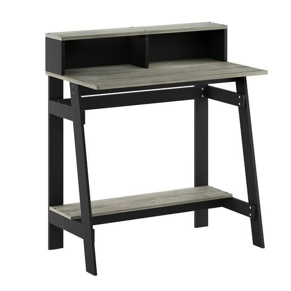 Furinno 31.6" Small Industrial Computer Desk Home Office Study Writing Desk with Open Shelf,Black/French Oak