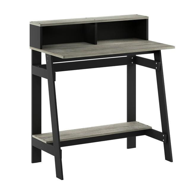 Furinno 31.6" Small Industrial Computer Desk Home Office Study Writing Desk with Open Shelf,Black/French Oak