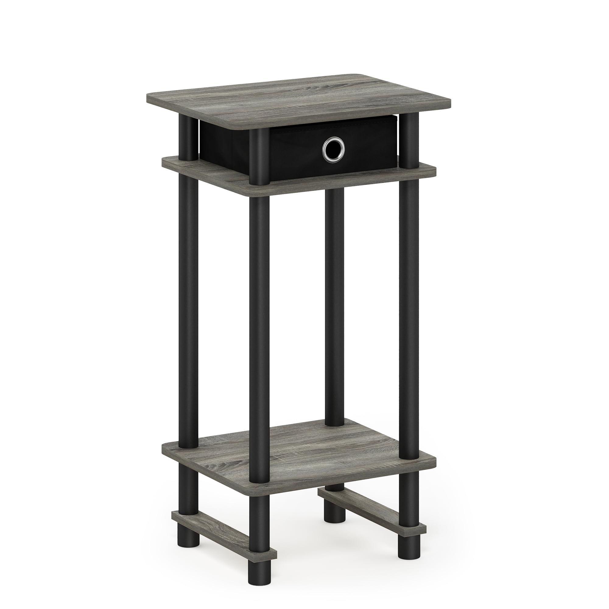 Contemporary Oak Grey Square End Table with Storage Drawer