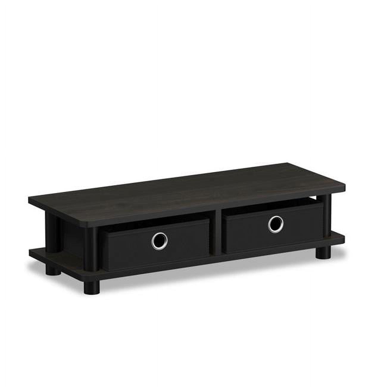 Espresso and Black Wood Monitor Stand with Storage Bins