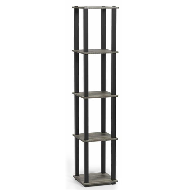 Furinno 11.6 W x 11.6 D x 57.7 H 5-Shelf Decorative Shelves, Gray and White