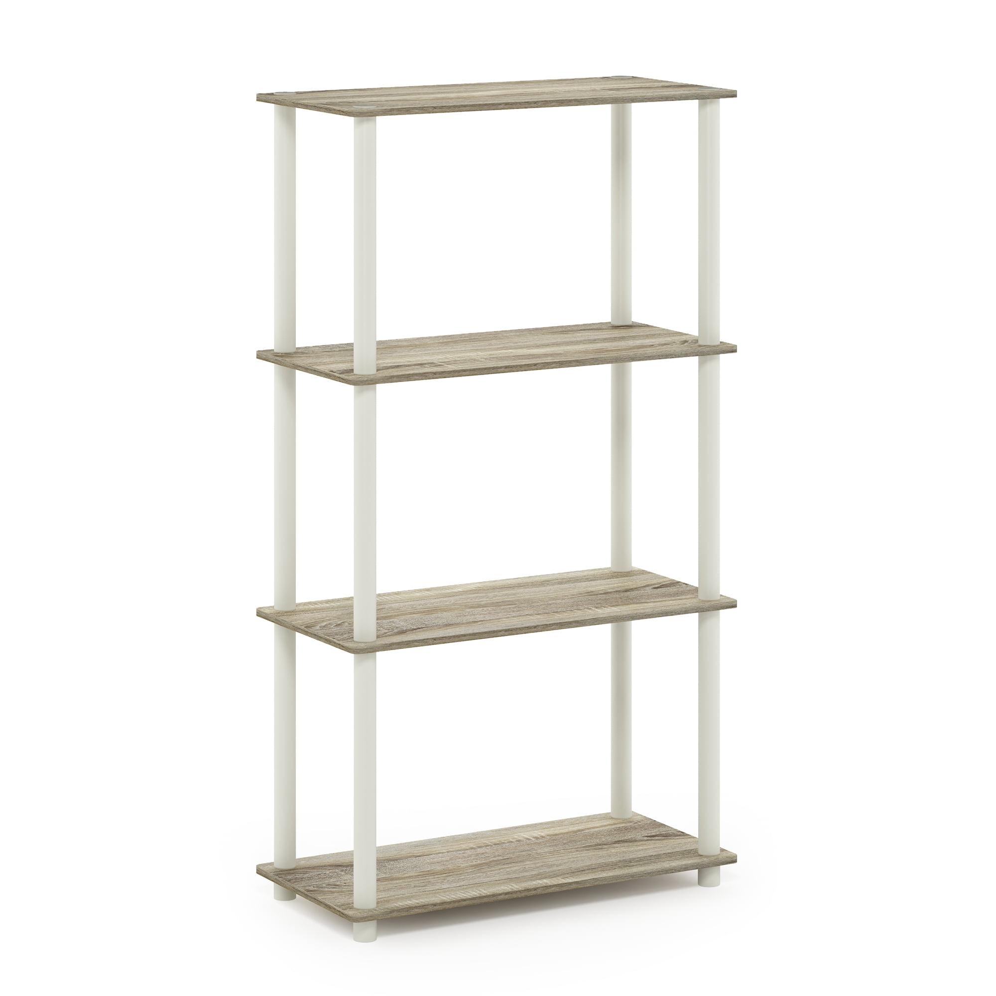 99557OK-WH Turn-N -Tube 4-Tier Multipurpose Shelf Display Rack, Sonoma Oak & White