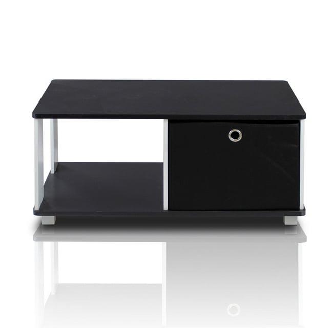 Coffee Table with Bin Drawer, Black & White - 13.75 x 31.5 x 15.75 in.