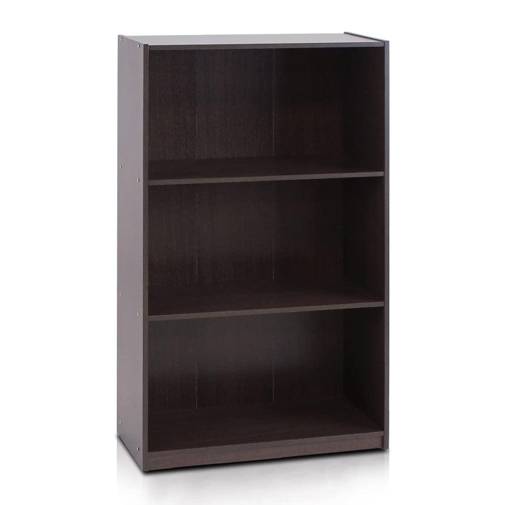 Furinno Basic 3 - Tier Bookcase Storage Shelves, Dark Brown