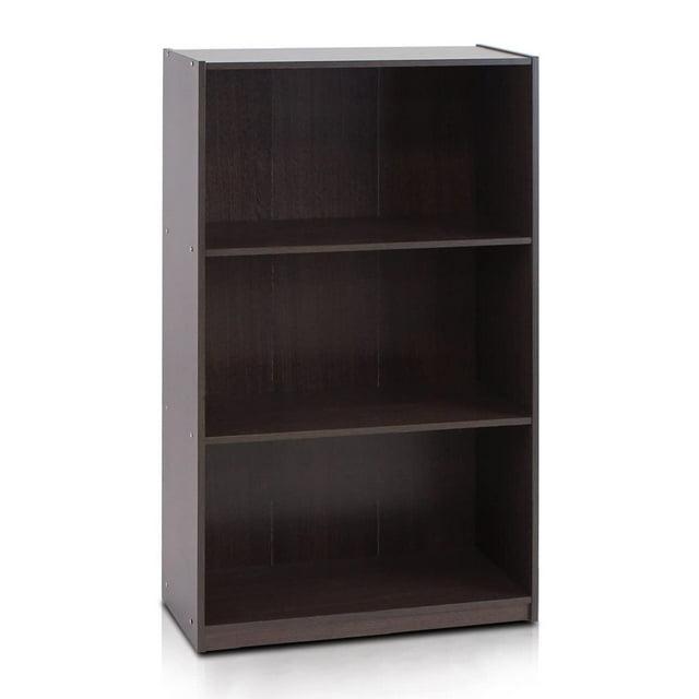 Furinno Basic 3 - Tier Bookcase Storage Shelves, Dark Brown