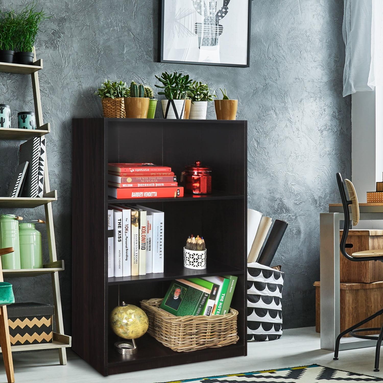Furinno Easy Assembly 3 Cube Decorative Bookshelf Storage Display Cabinet 3-Tier Multi-functional Open Shelf,Espresso