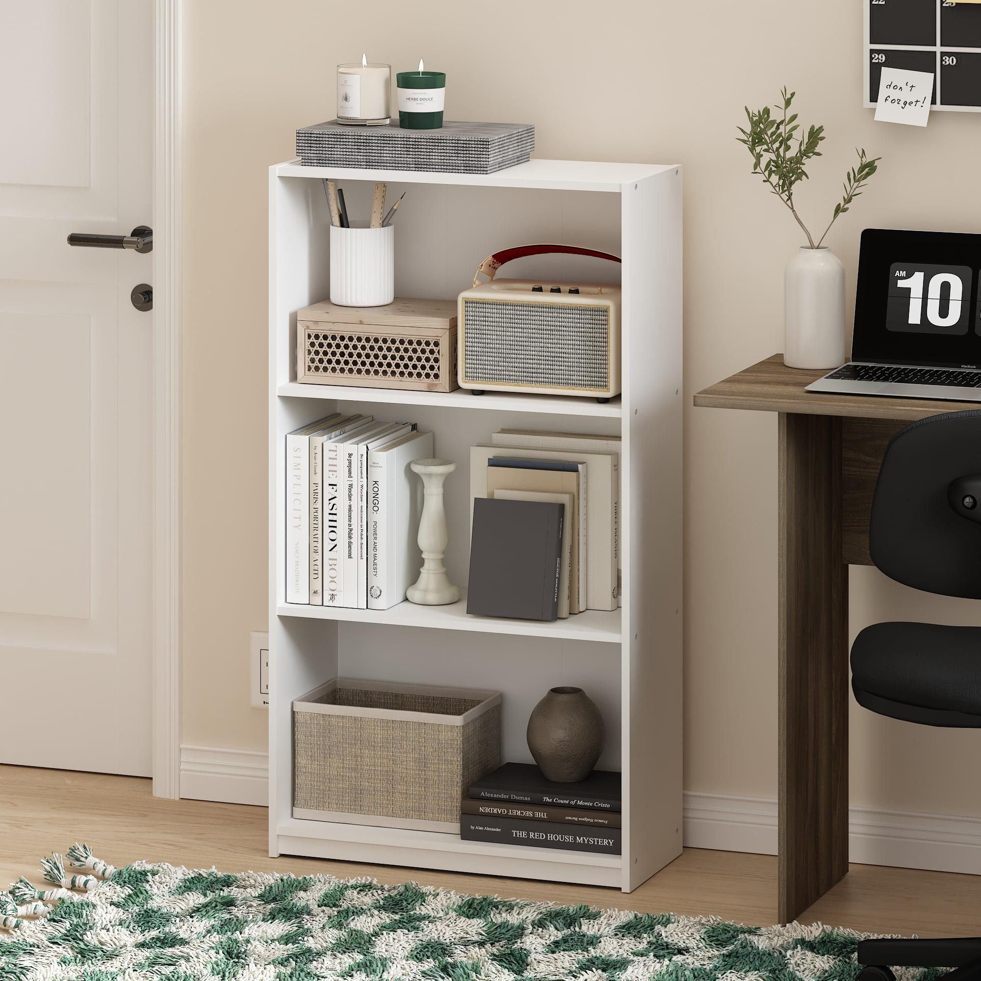 White 3-Tier Composite Wood Bookcase