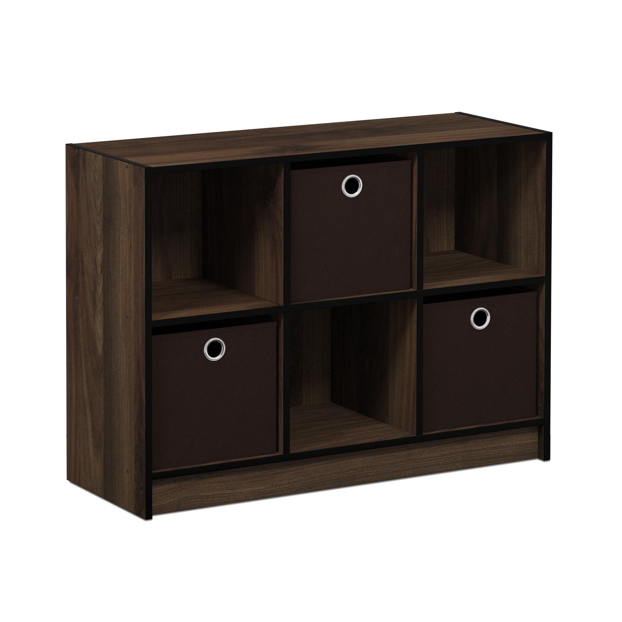 Columbia Walnut & Dark Brown 6-Cube Study Room Organizer with Bins