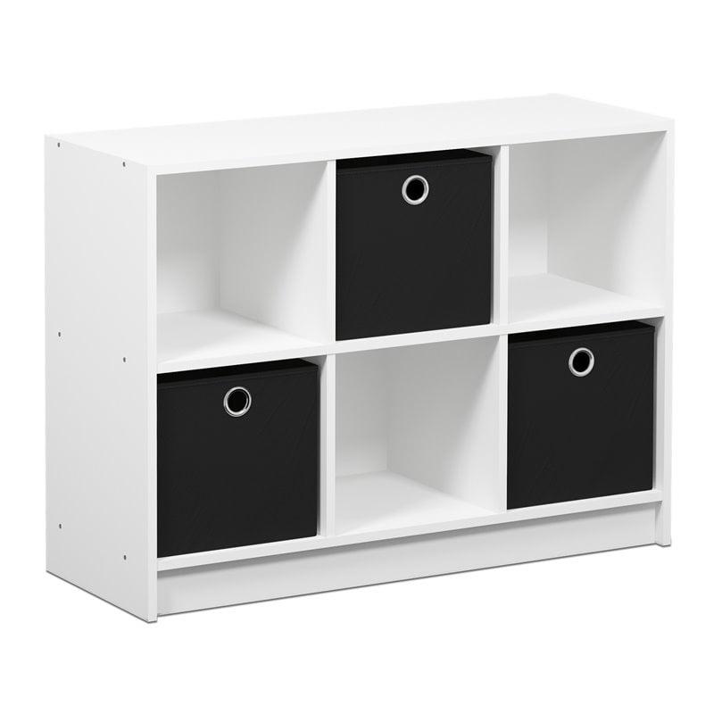 White and Black 6-Cube Engineered Wood Storage Organizer