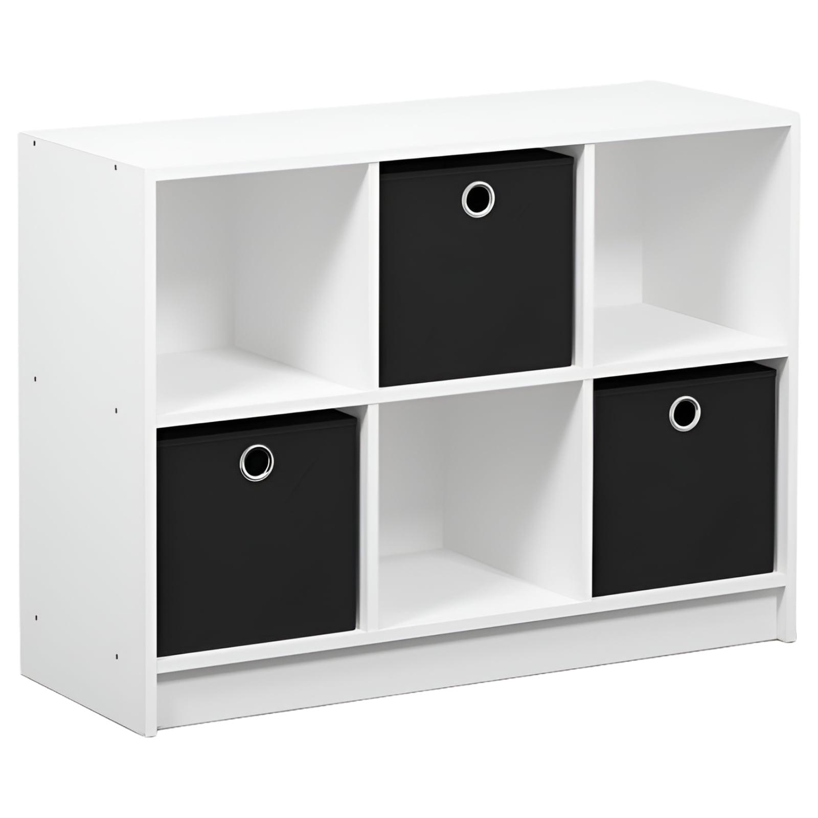 White and Black 6-Cube Engineered Wood Storage Organizer