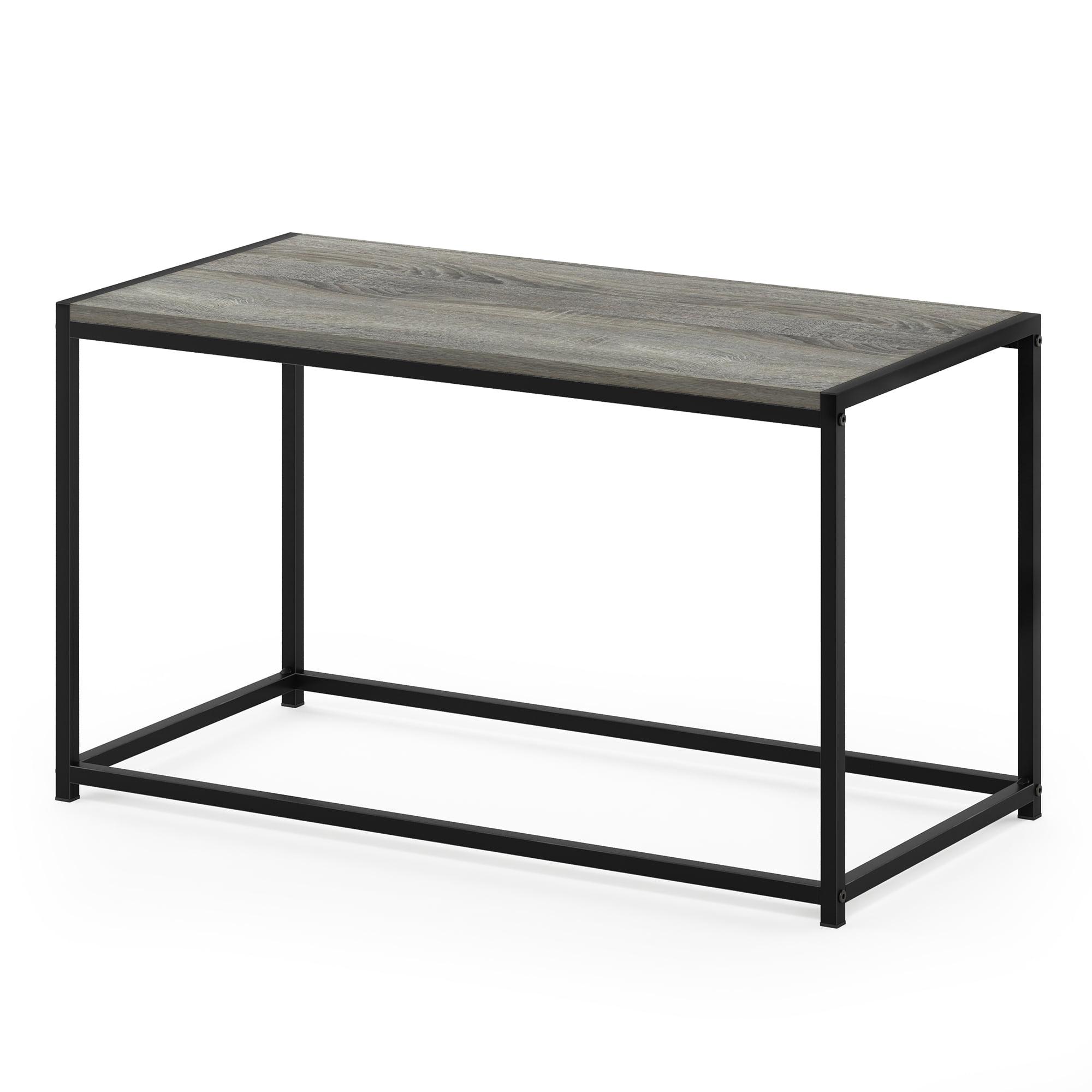 French Oak Grey Rectangular Wood Coffee Table with Metal Frame