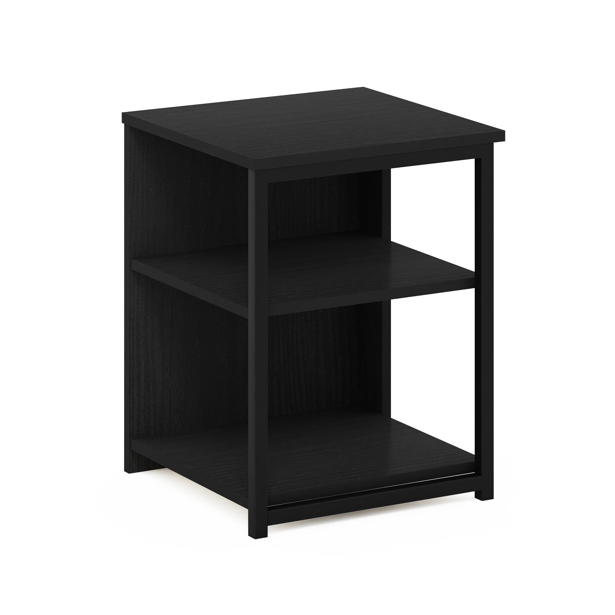 Americano Black Sleek Wood & Metal Rectangular End Table