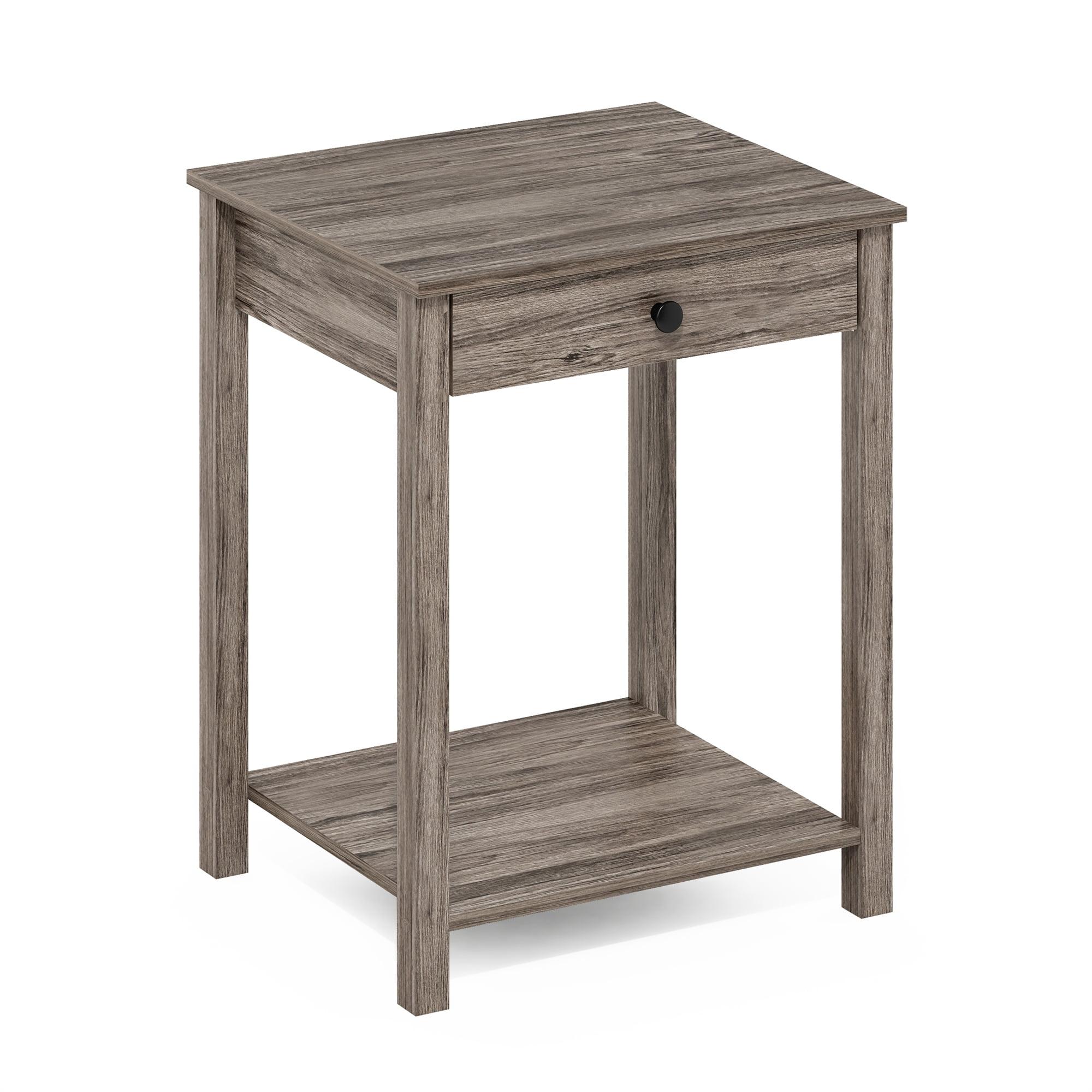 Rustic Oak Compact Rectangular Side Table with Storage Drawer