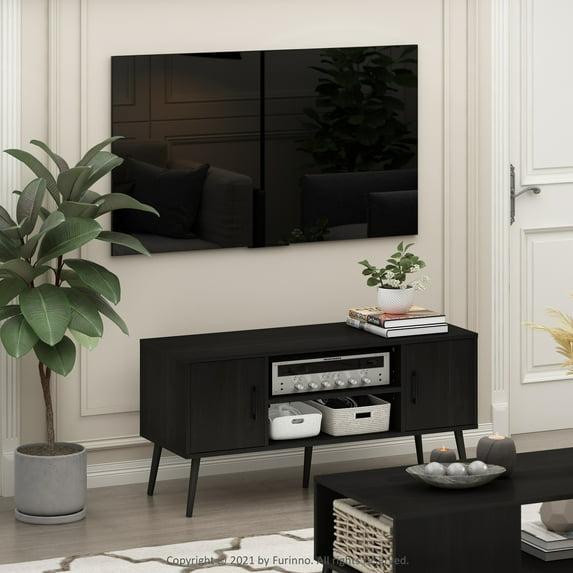 Furinno Mid-Century TV Stand Entertainment Media Console w/2 Cabinets&Open Storage Shelves for TVs up to 50",Espresso