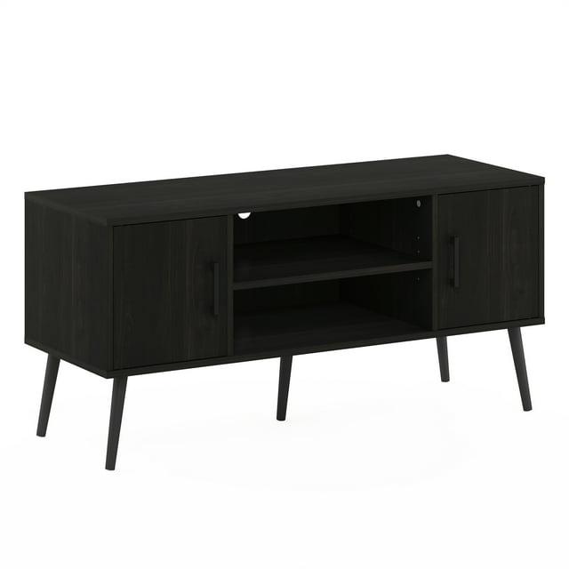 Furinno Mid-Century TV Stand Entertainment Media Console w/2 Cabinets&Open Storage Shelves for TVs up to 50",Espresso
