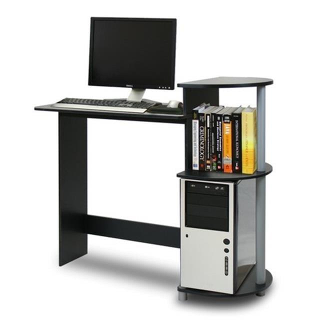 Furinno Modern Compact Computer Desk Writing Study Home Office Corner Desk with Storage Shelves,American/Black