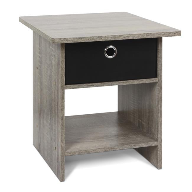 Furinno Nightstand with Drawer Storage Shelf Display Bedside Sofa Side Table,French Oak