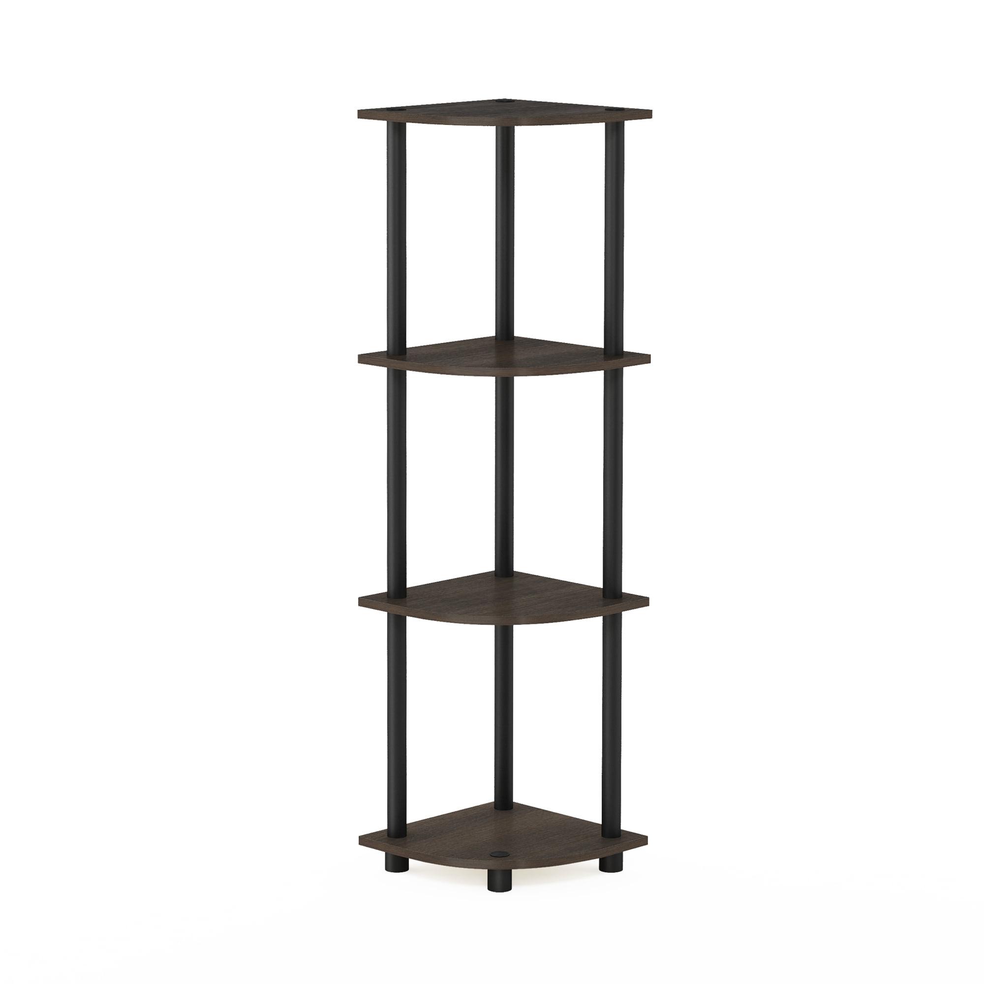 Furinno Dark Brown and Black 4-Tier Corner Shelf