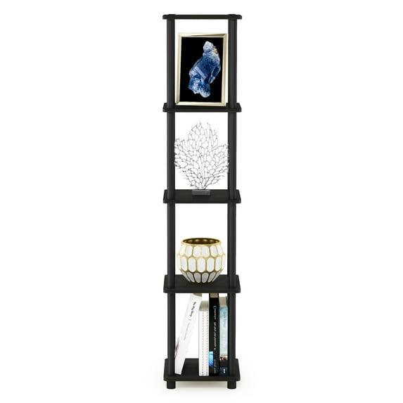 Furinno 5-Tier Corner Square Bookshelf Anti-Tipping Display Rack Shelf for Bathroom&Closet&Home Office&Living Room&Kitchen,Espresso/Black