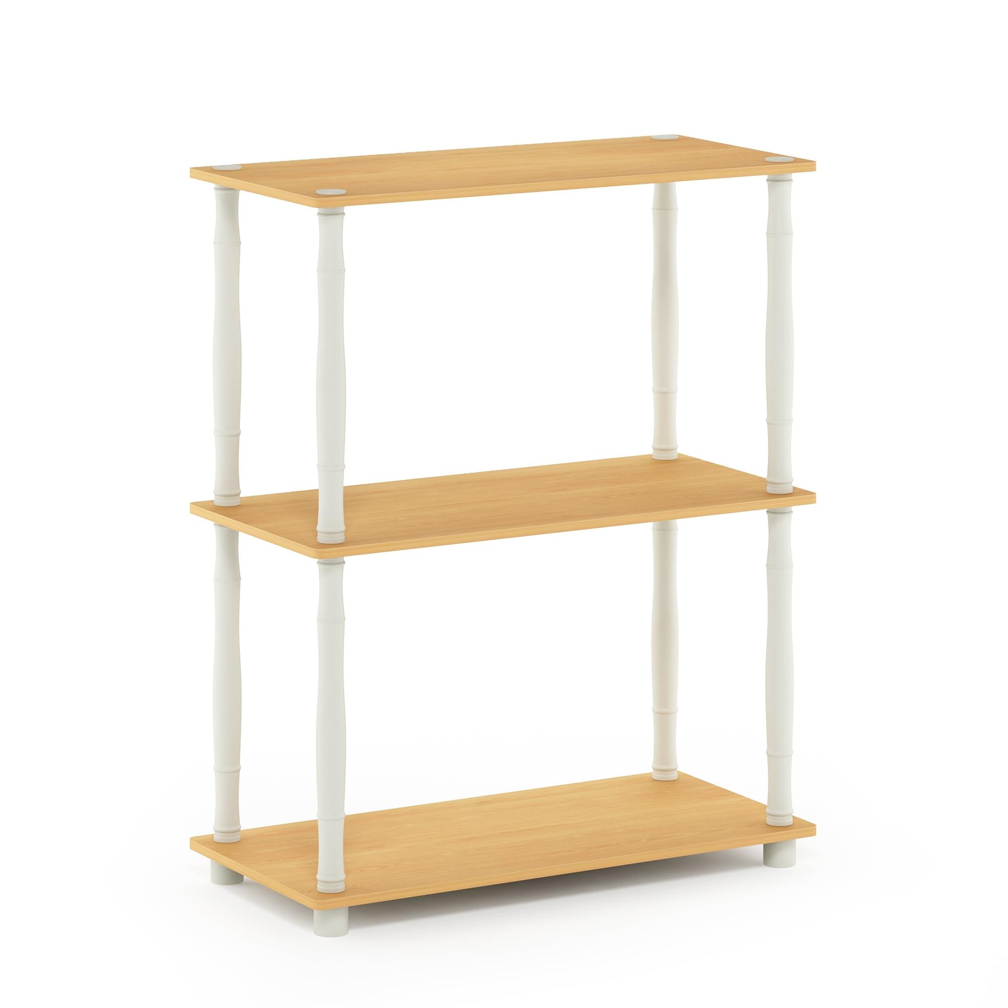 Compact White Laminated 3-Tier Floor Shelf