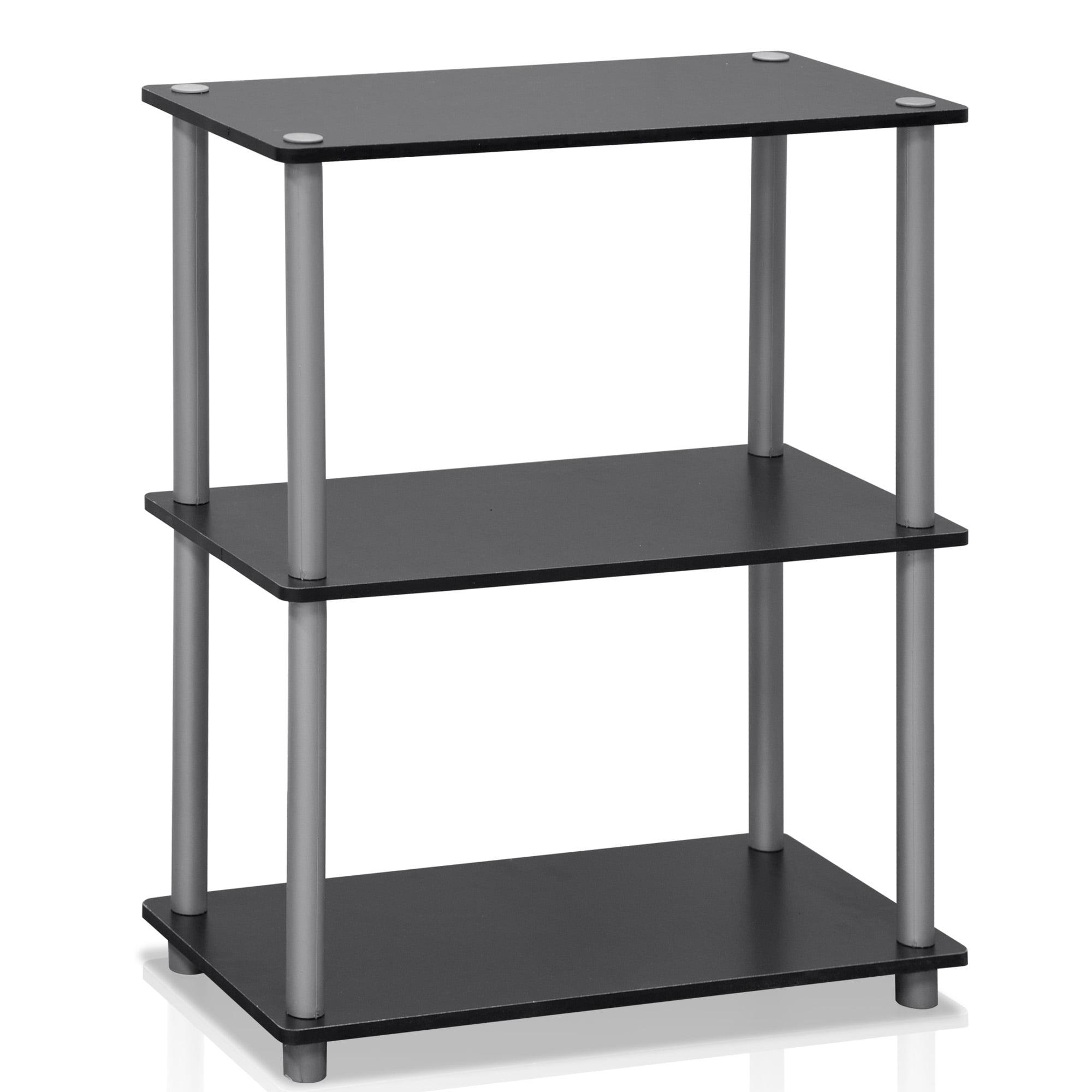 Black and Gray 3-Tier Wood Bookcase with PVC Tubes