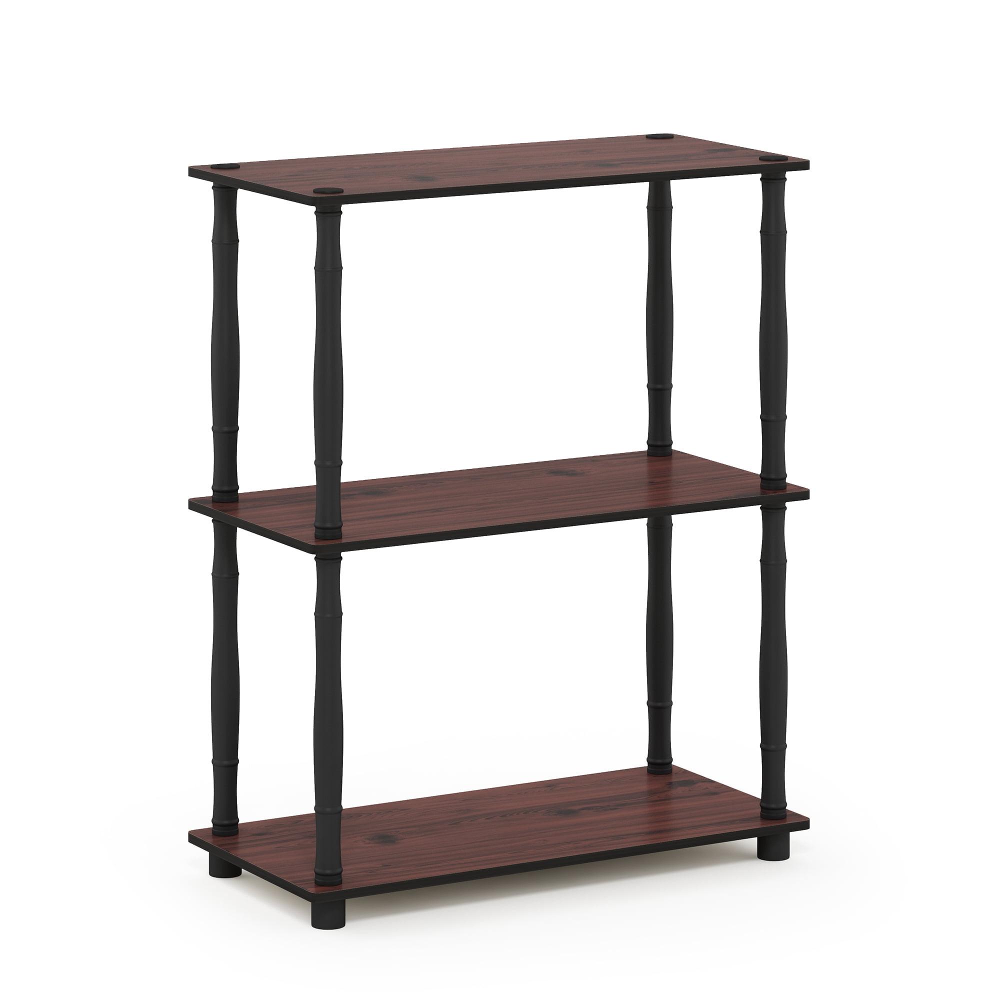 Compact Classic 3-Tier Dark Cherry & Black Shelving Unit