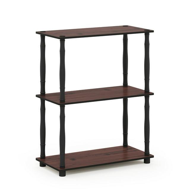 Furinno Durable 23.6"W x 11.6"D x 29.5"H 3-Shelf Freestanding Shelving Unit, Dark Cherry and Black