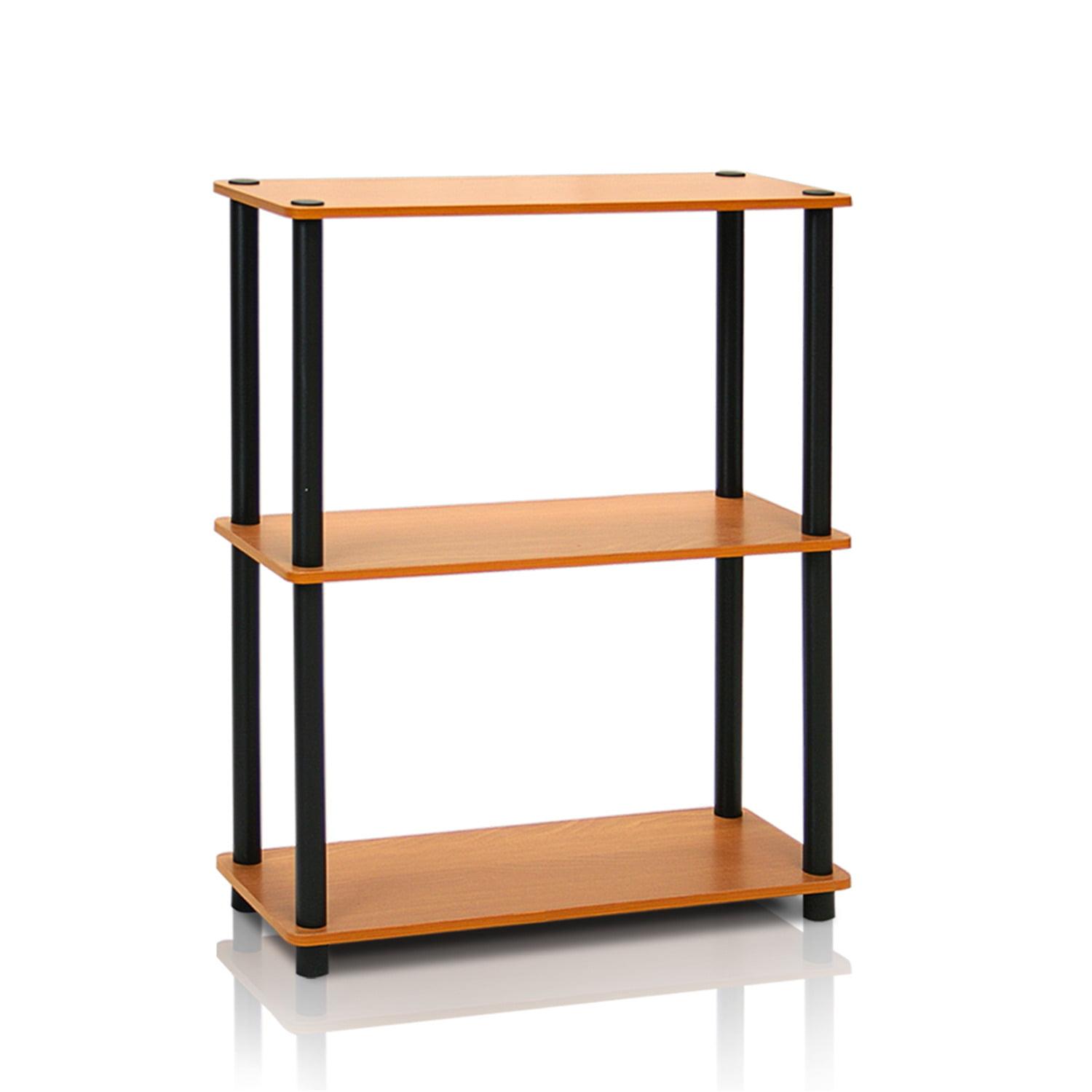 Light Cherry and Black 3-Tier Freestanding Shelving Unit