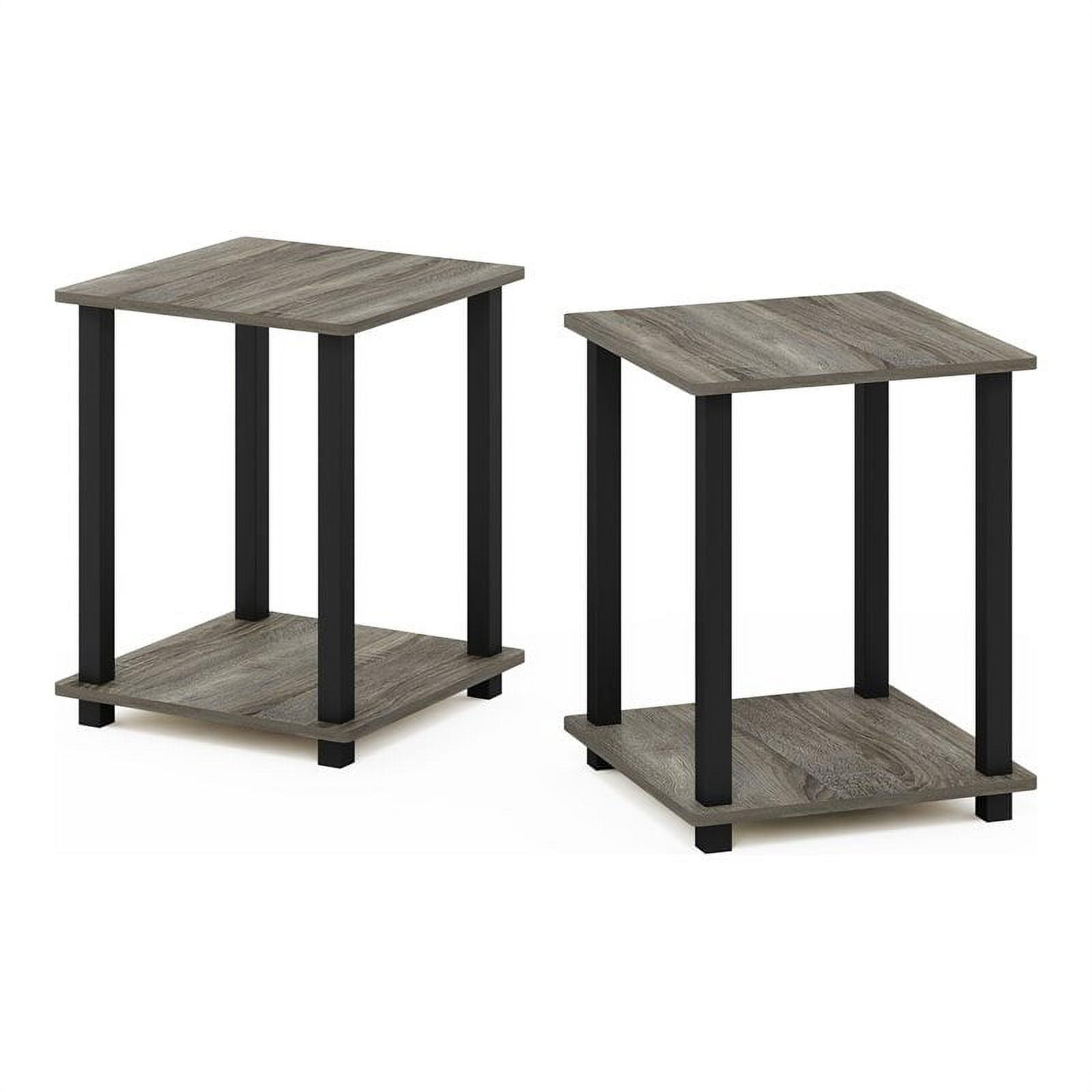 Modern French Oak Black Square Wood End Table Set