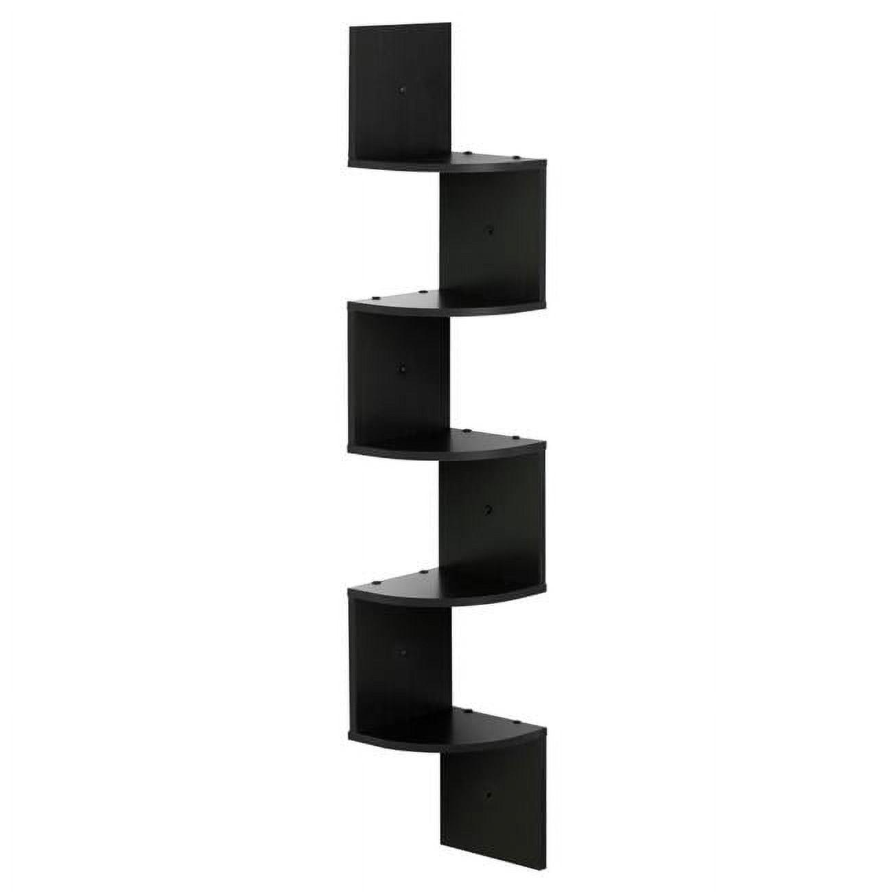 Espresso 5-Tier Floating Corner Wall Shelf