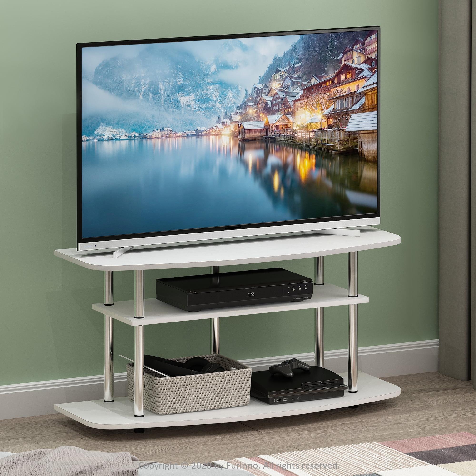 Furinno 3-Tier No Tools TV Stand Entertainment Center Hold up to 46" TV White Oak