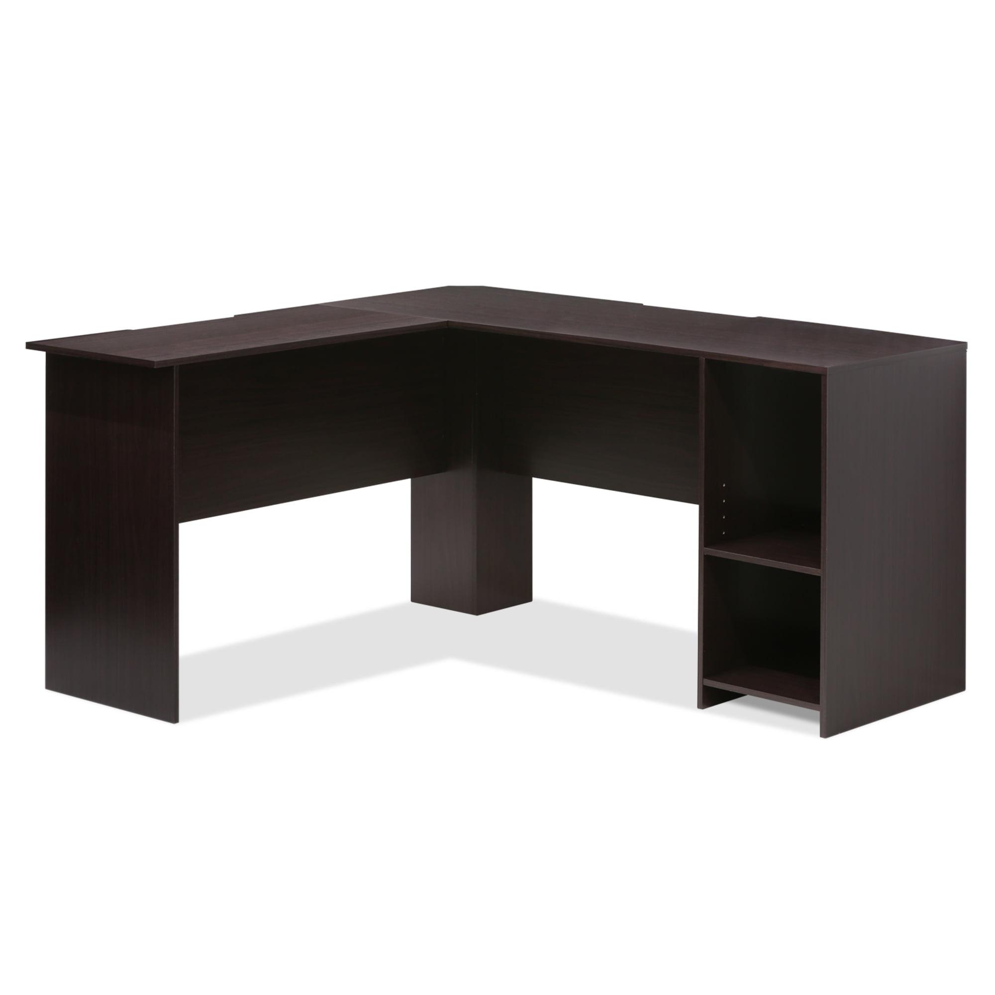 Furinno L-Shaped Computer Desk Study Gaming Table Corner Workstation with Open Bookshelves,Espresso