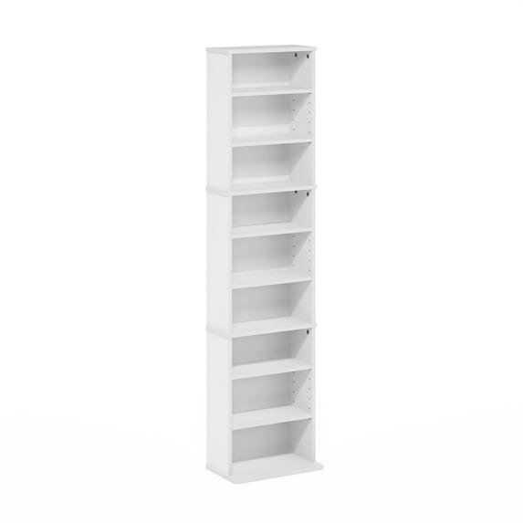 Furinno JAYA 9-Shelf Multimedia Media Storage Tower Rack with Adjustable Shelves, White