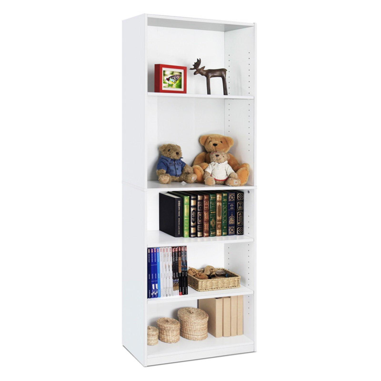 Furinno 5 Cubes Bookcase Space Saver Organizer Bookshelf w/Adjustable Open Shelves,White