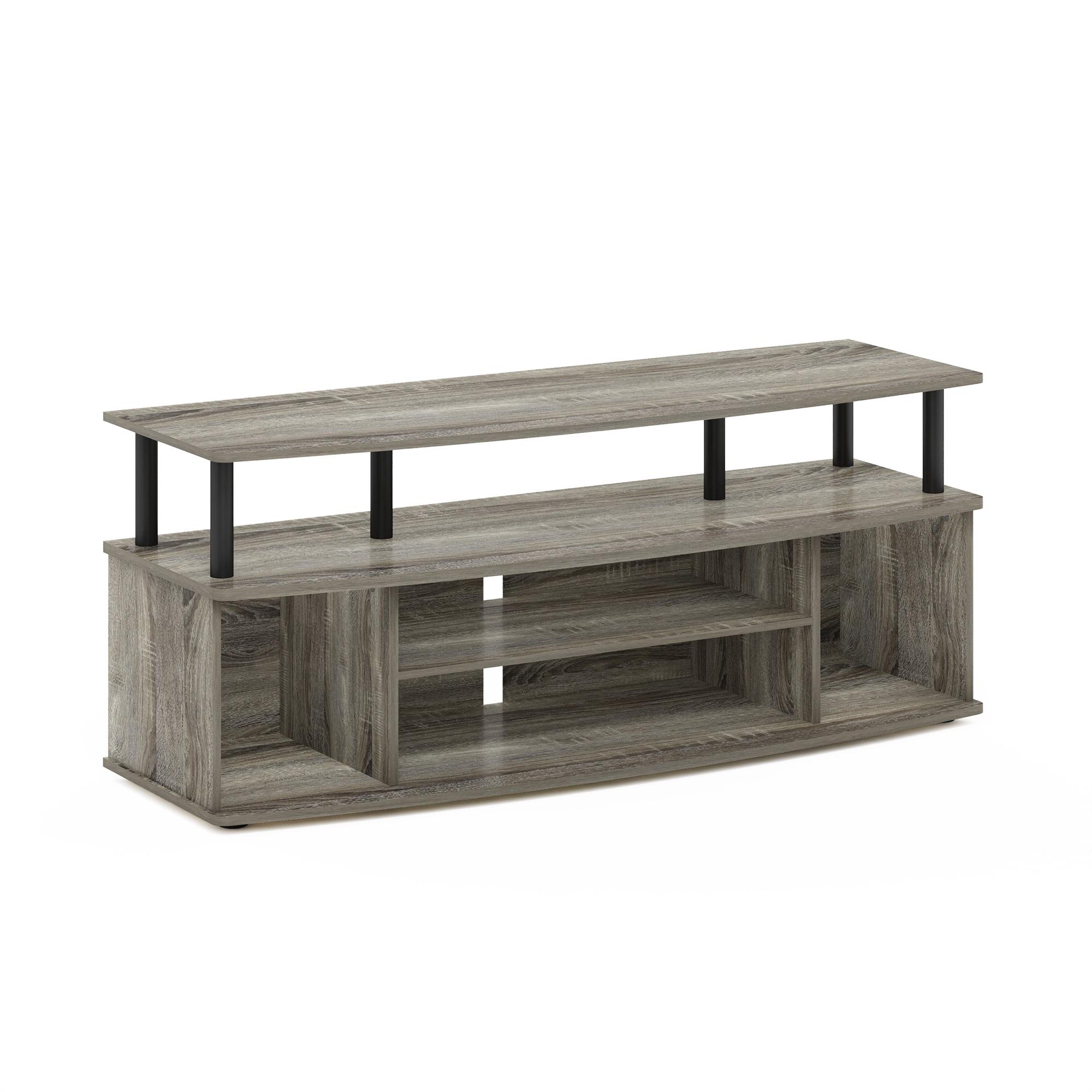 French Oak & Black 55-Inch TV Entertainment Center