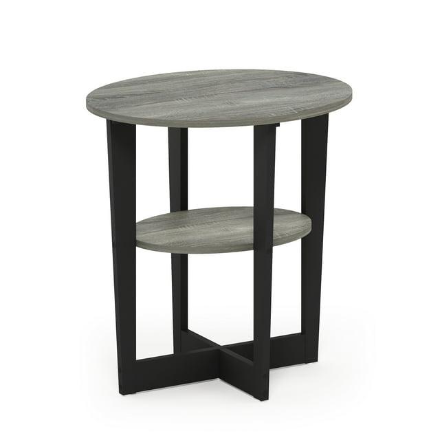 JAYA Oval End Table, French Oak Grey & Black